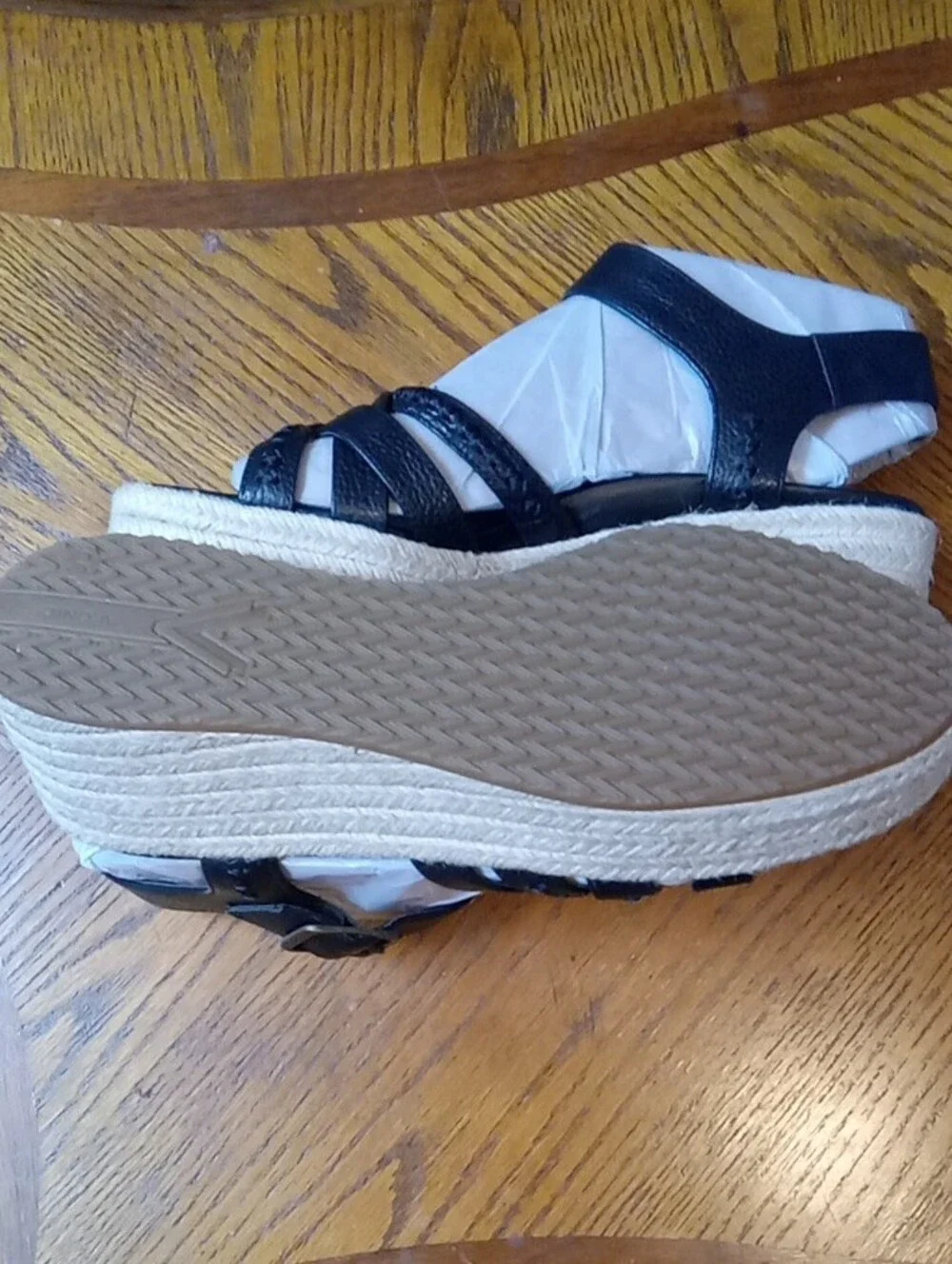 Vionic Wedge Espadrille Leather Strap Sandals NWT